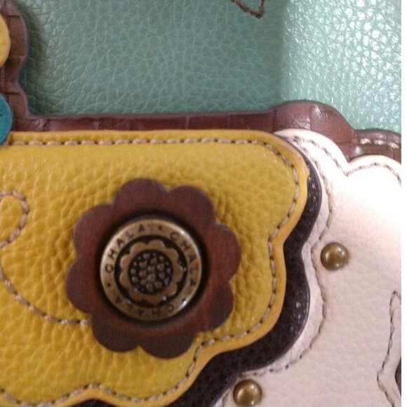 Chala Llama Tote Bag With Polka Dot Lining Vegan Leather Aqua & Brown Womens Han - Picture 5 of 8